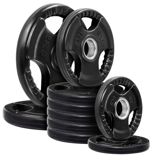 French Fitness Rubber Grip Olympic Weight Plate Set 120 lbs (New)