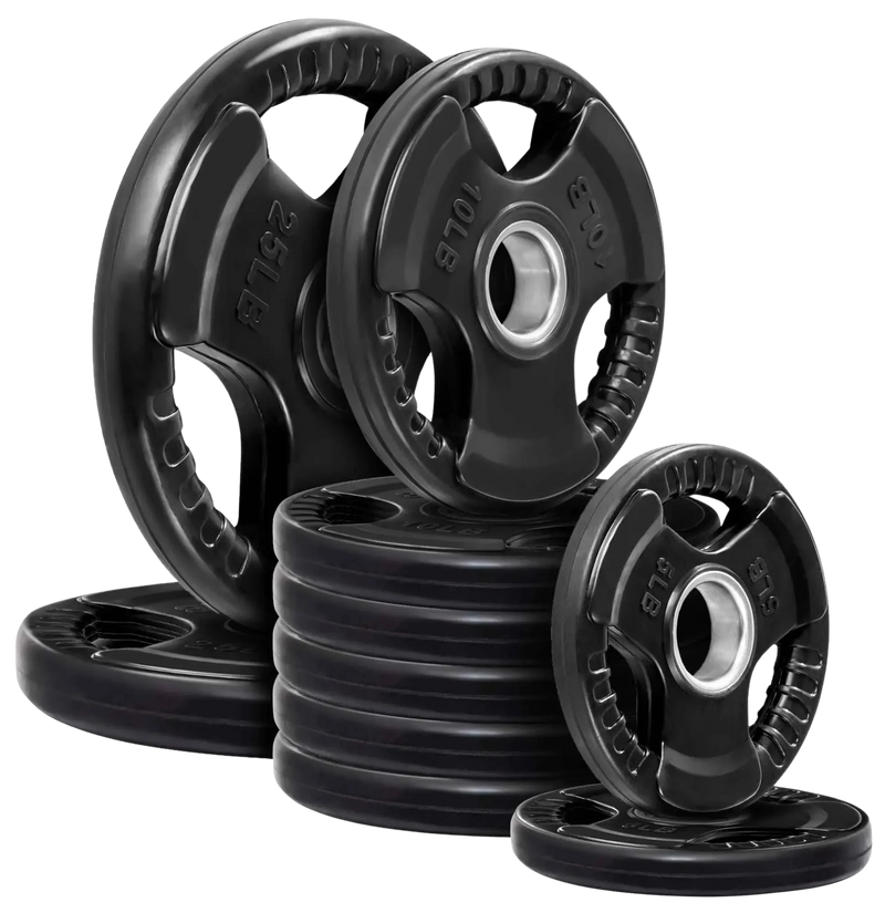 French Fitness Rubber Grip Olympic Weight Plate Set 120 lbs (New)