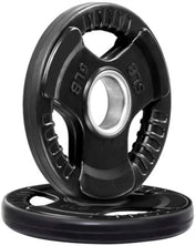 French Fitness Rubber Grip Olympic Weight Plate Set 170 lbs - Angled View