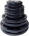 French Fitness Rubber Grip Weight Plate Set w/7 ft Olympic Bar 235 lbs (New)