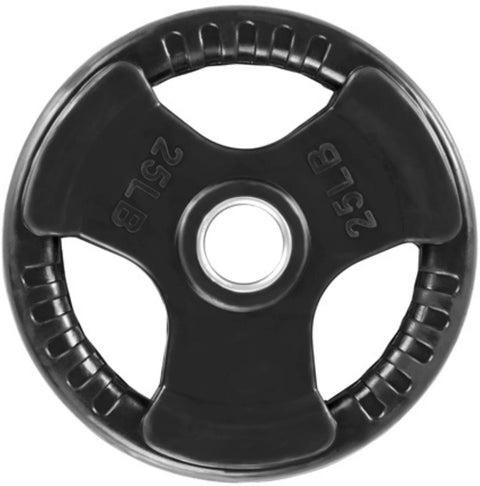 French Fitness Rubber Grip Olympic Plate 25 lbs Black (New)