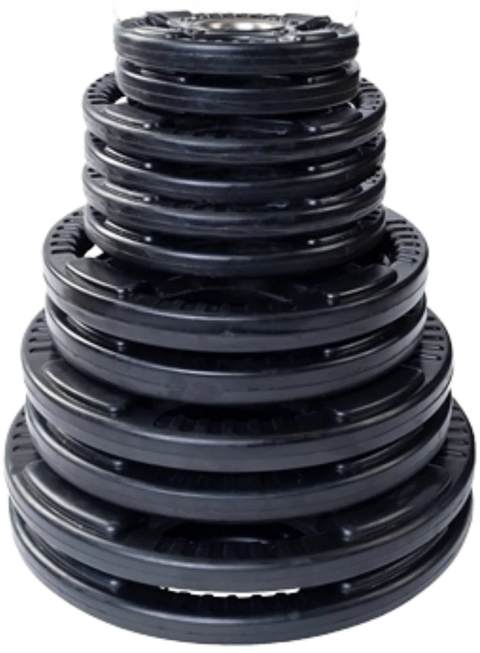 French Fitness Rubber Grip Olympic Weight Plate Set 260 lbs (New)