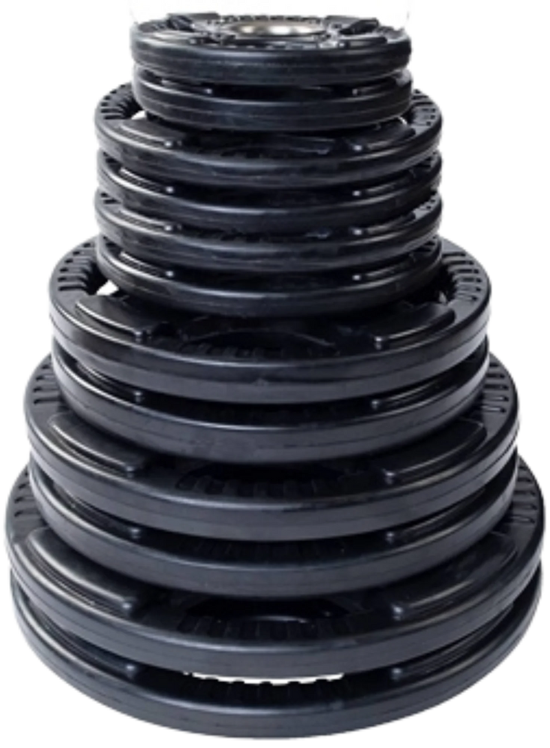 French Fitness Rubber Grip Olympic Weight Plate Set 260 lbs (New)