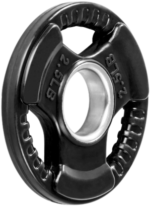 French Fitness Rubber Grip Olympic Plate 2.5 lbs Black - Close-Up View