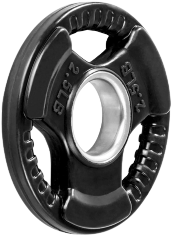 French Fitness Rubber Grip Olympic Plate 2.5 lbs Black - Close-Up View