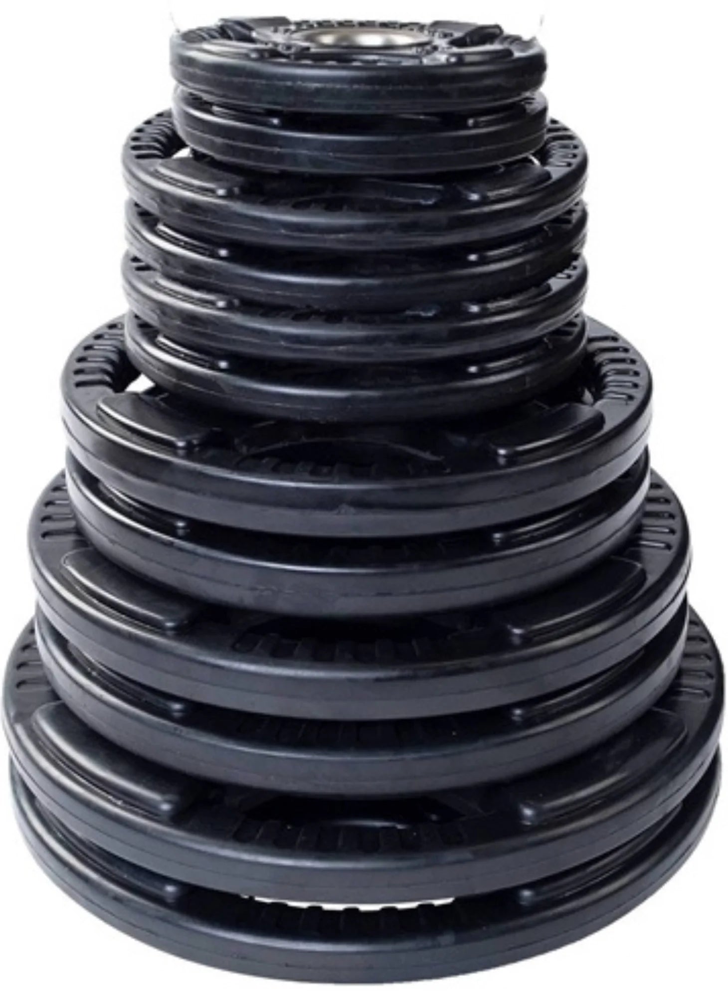 French Fitness Rubber Grip Weight Plate Set w/7 ft Olympic Bar 305 lbs (New)