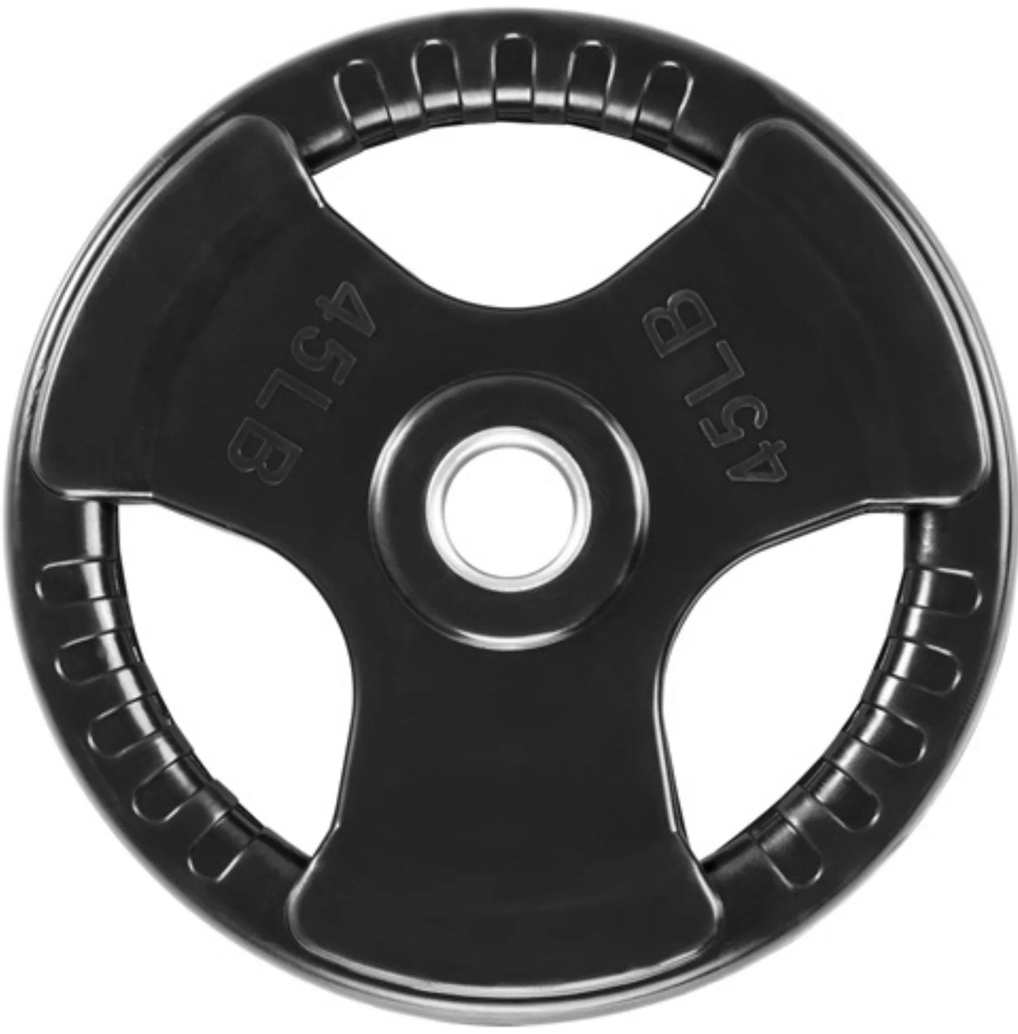 French Fitness Rubber Grip Weight Plate Set w/7 ft Olympic Bar 305 lbs (New)