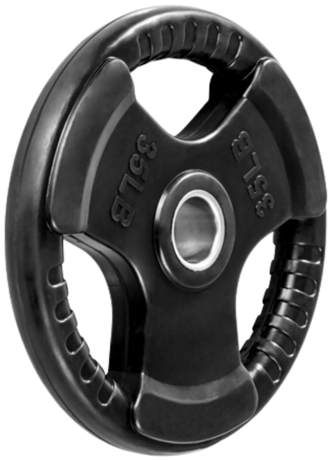 French Fitness Rubber Grip Olympic Plate 35 lbs Black (New)