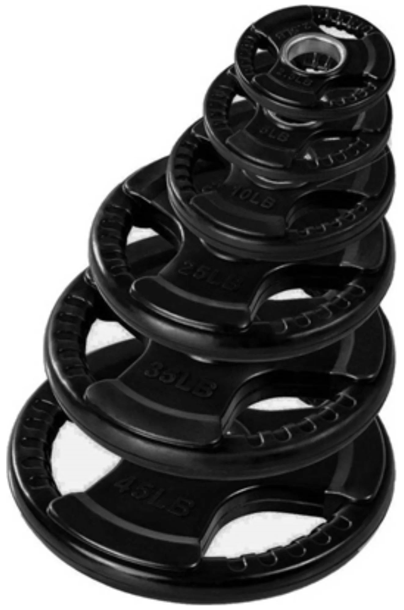 French Fitness Rubber Grip Olympic Weight Plate Set 350 lbs (New)