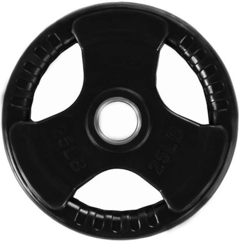 French Fitness Rubber Grip Weight Plate Set w/7 ft Olympic Bar 395 lbs + Bench (New) Image 10