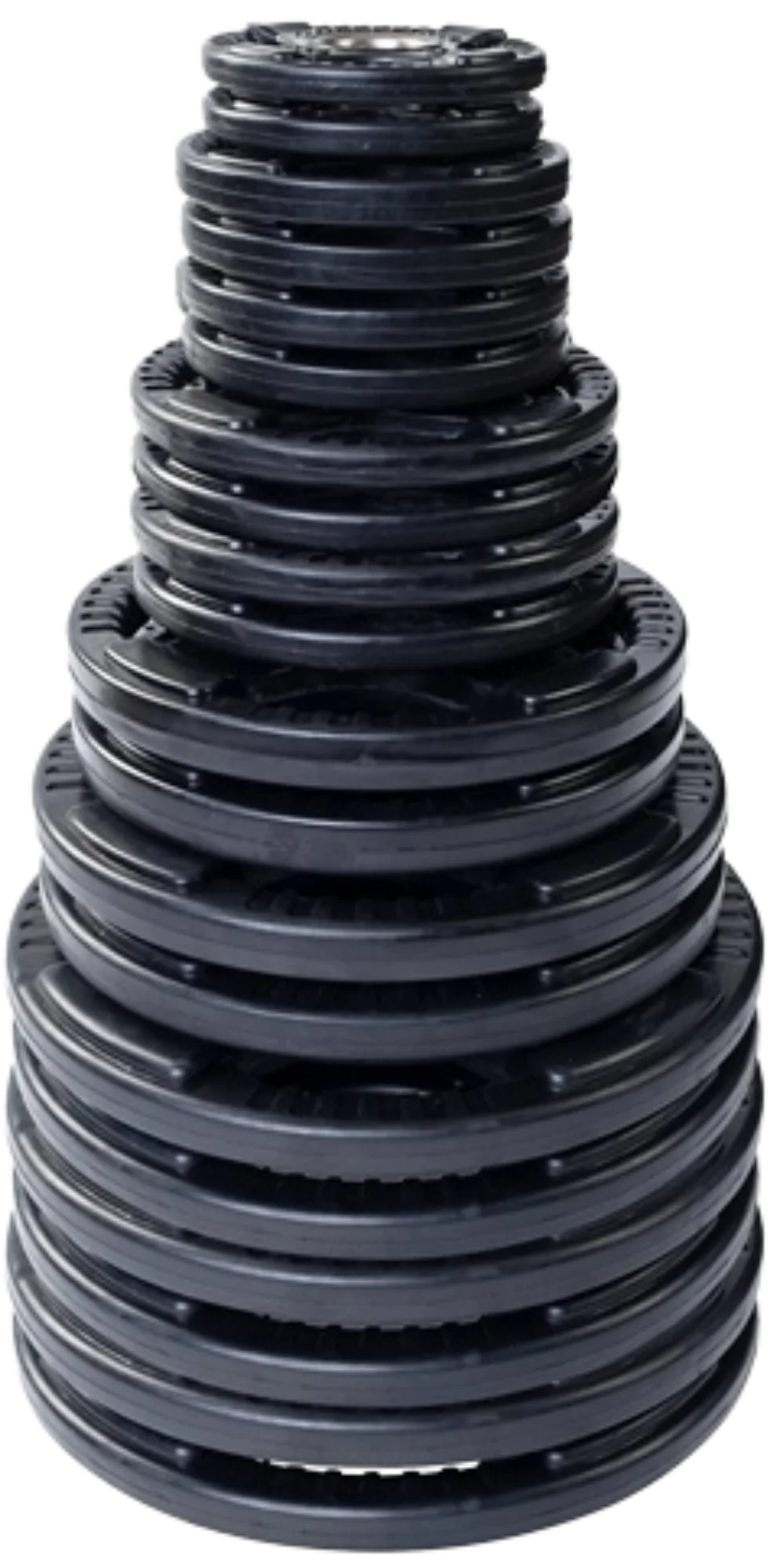 French Fitness Rubber Grip Weight Plate Set w/7 ft Olympic Bar 495 lbs (New)