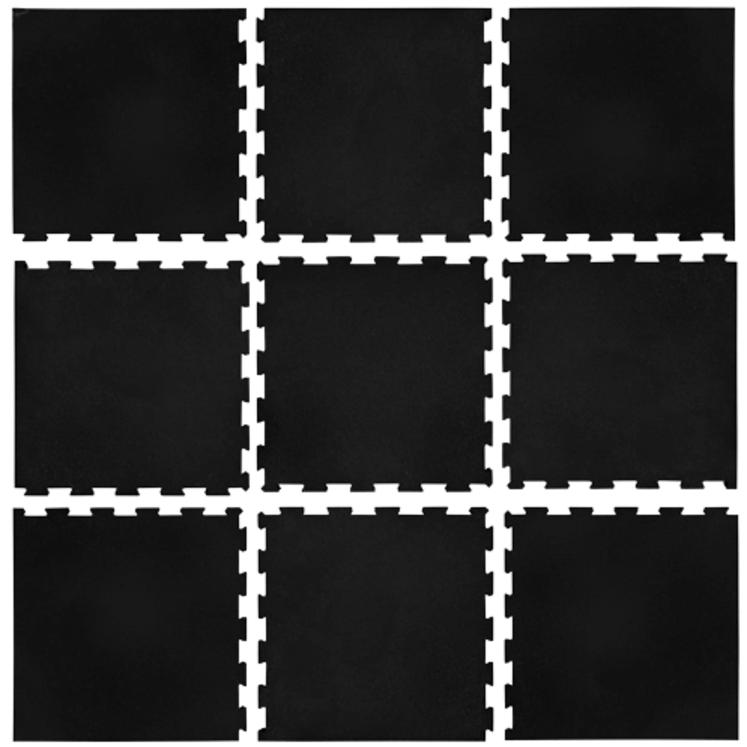 French Fitness 24" x 24" Rubber Gym Interlocking Tiles w/Edge, Middle, Corner Pieces (New)