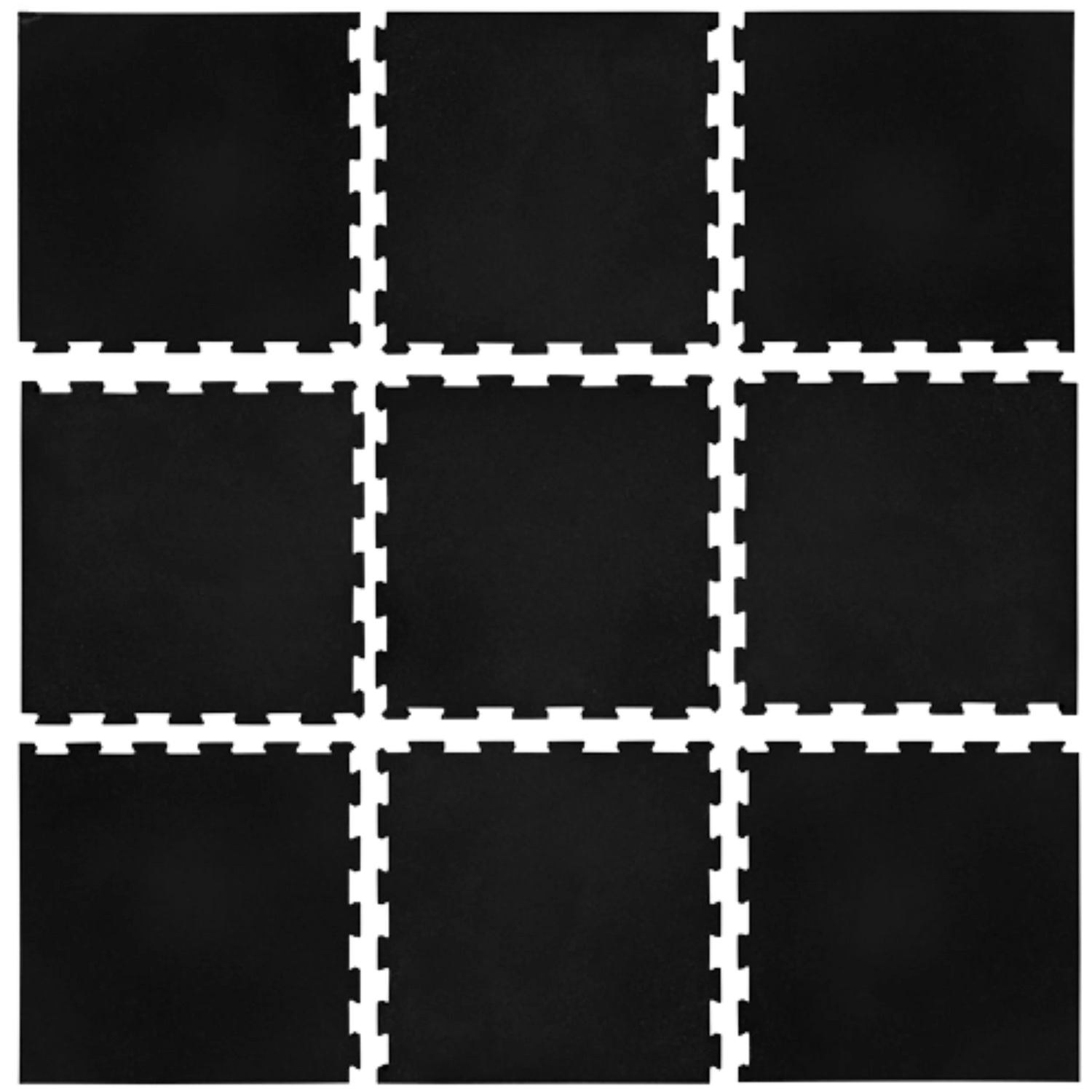 French Fitness - 24" x 24" Rubber Gym Interlocking Tiles w/Edge, Middle, Corner Pieces (New) - Layout View