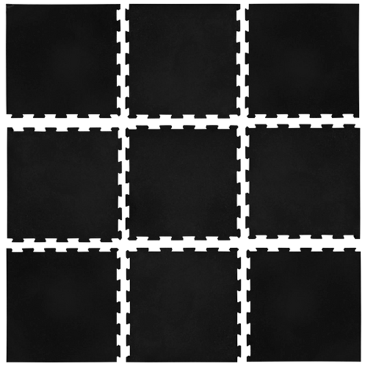 French Fitness 24" x 24" Rubber Gym Interlocking Tiles w/Edge, Middle, Corner Pieces (New)