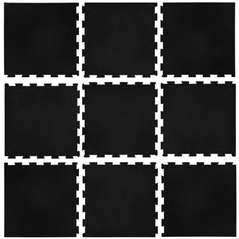 French Fitness 24" x 24" Rubber Gym Interlocking Tiles w/Edge, Middle, Corner Pieces (New) Image