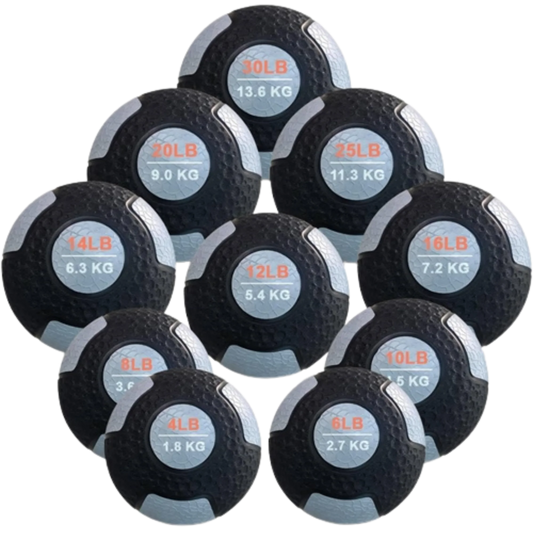 French Fitness Rubber Medicine Ball Set of 10 (4 to 30 lbs) (New)