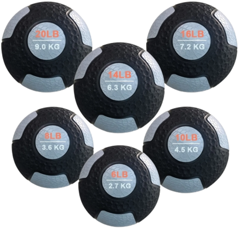 French Fitness Rubber Medicine Ball Set of 6 (6 to 20 lbs) (New)