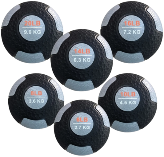 French Fitness Rubber Medicine Ball Set of 6 (6 to 20 lbs) (New)