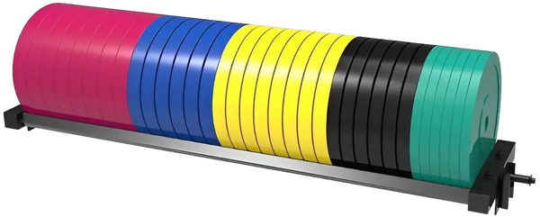 French Fitness - 71" Rack & Rig Bumper Plate Tier/Tray Attachment (New) - Angled View