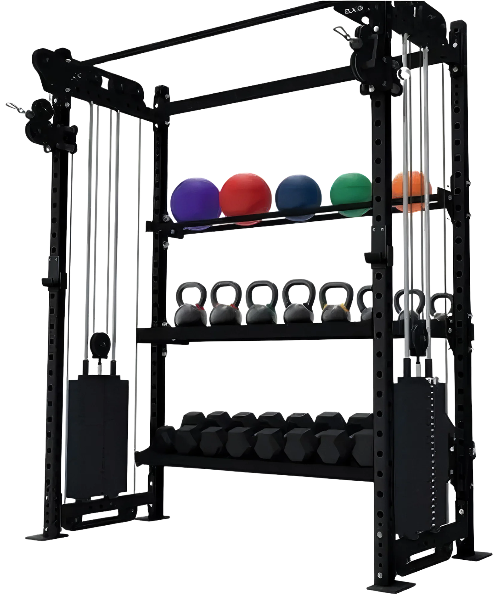 French Fitness Rig & Rack Functional Trainer w/3 Tier Storage 49" (New)