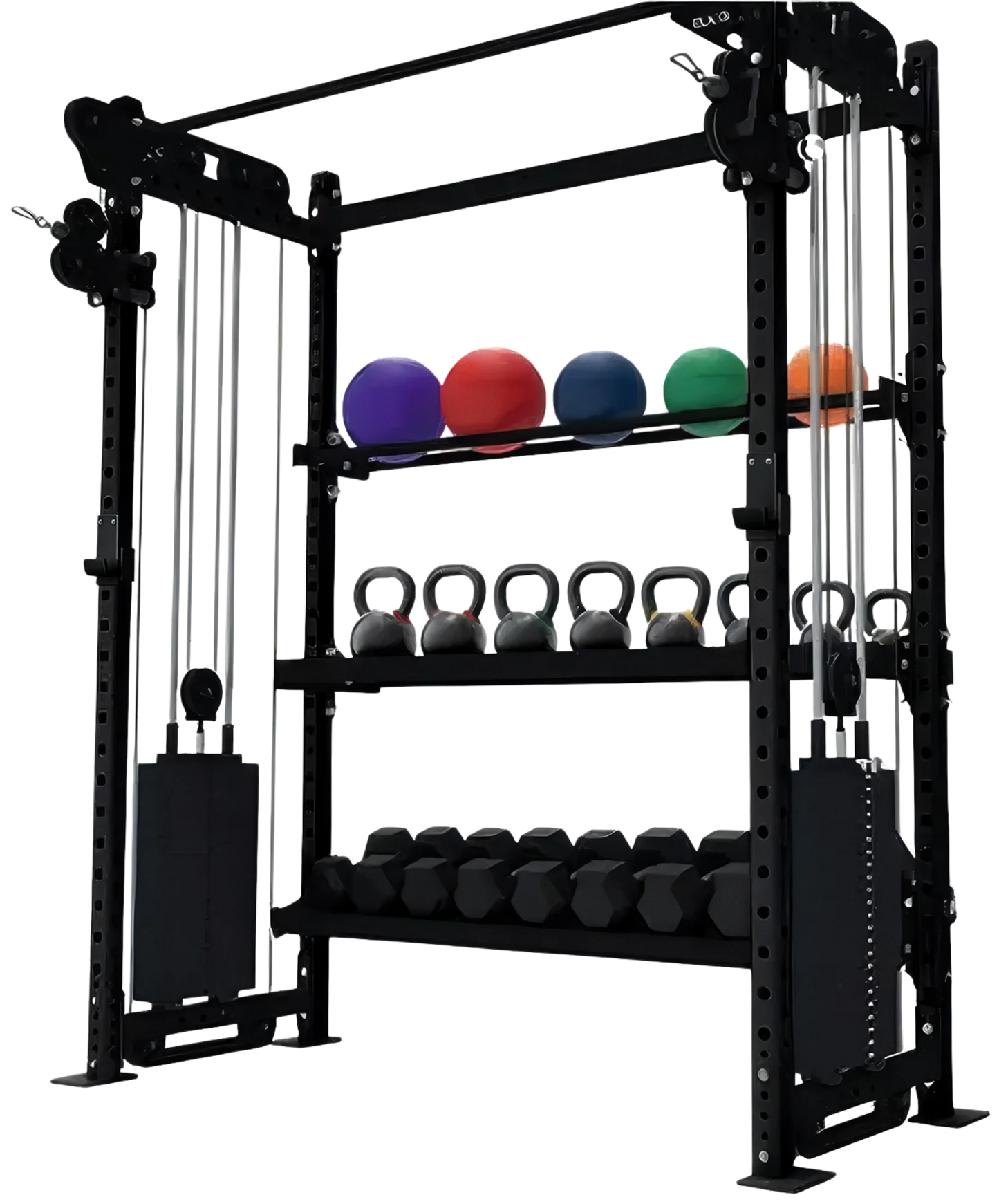French Fitness Rig & Rack Functional Trainer w/3 Tier Storage 49" (New)