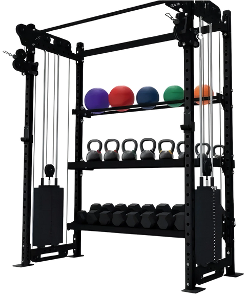 French Fitness Rig & Rack Functional Trainer w/3 Tier Storage 49" (New)