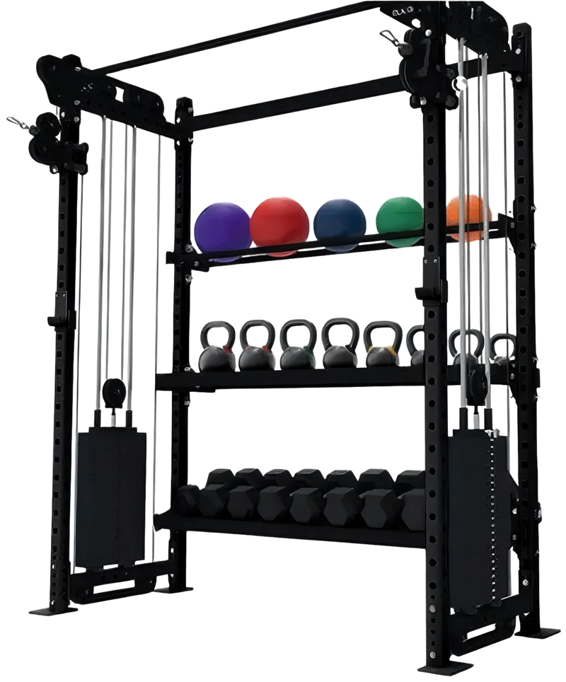 French Fitness Rig & Rack Functional Trainer w/3 Tier Storage 49" (New)
