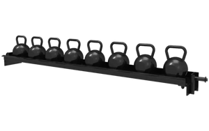 French Fitness 71" Rack & Rig Kettlebell Tier/Tray Attachment - Angled View