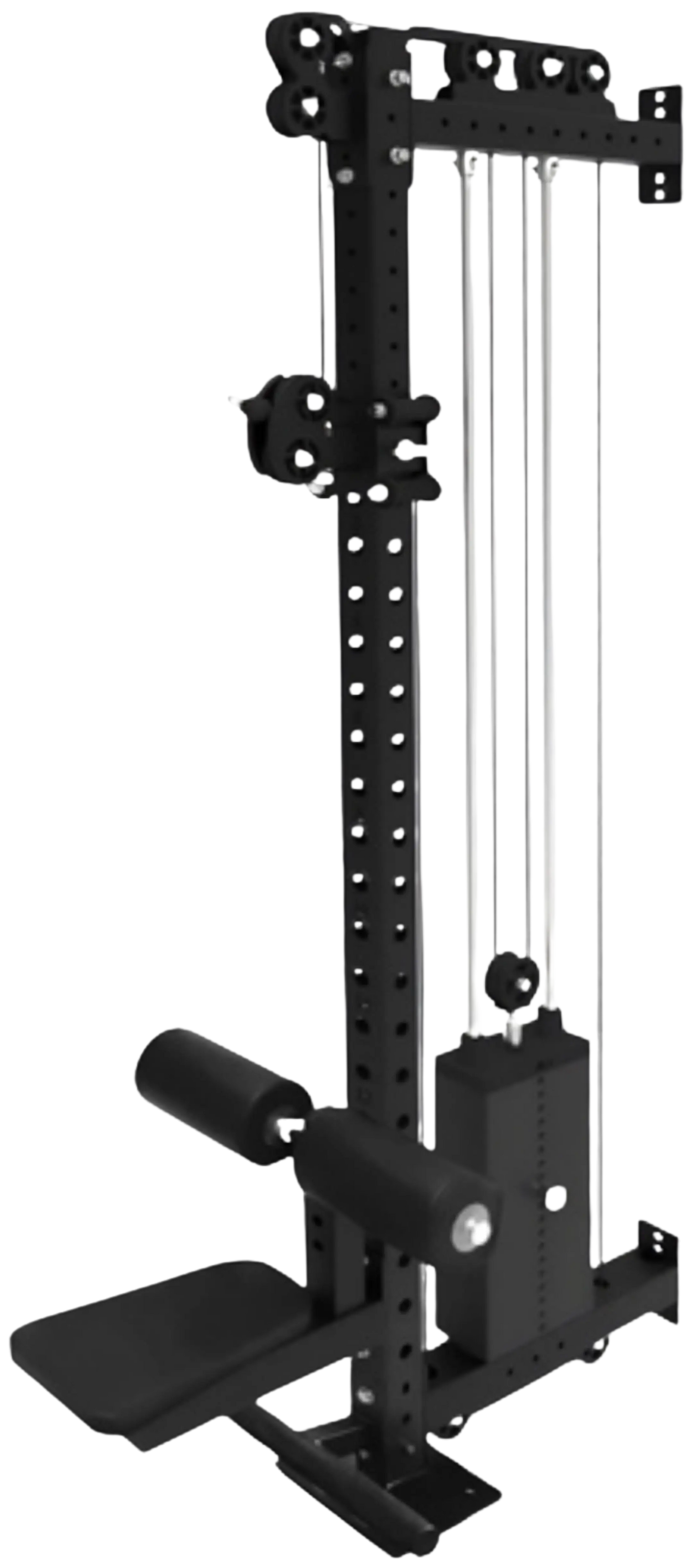 French Fitness Rack & Rig Rack Mounted Cable Column w/Lat Seat and Row Attachment (New)