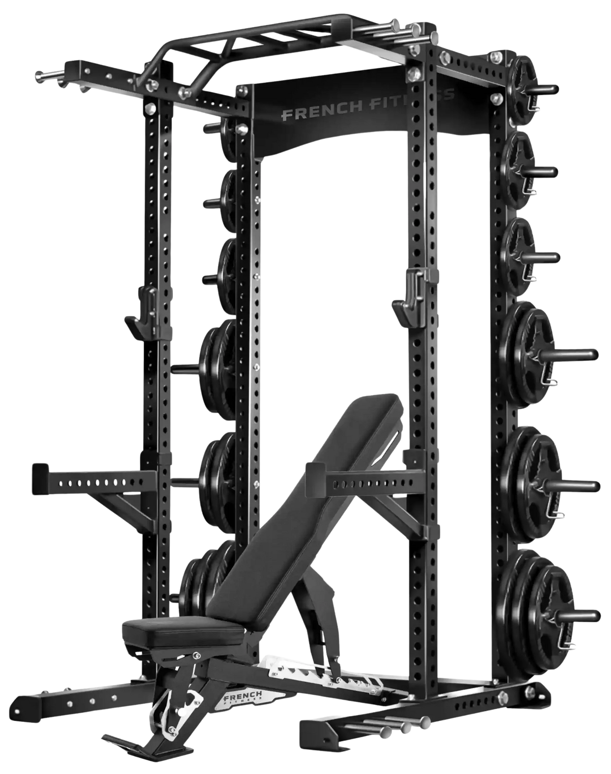 French Fitness SHR80 Commercial Half Rack Bench Combo