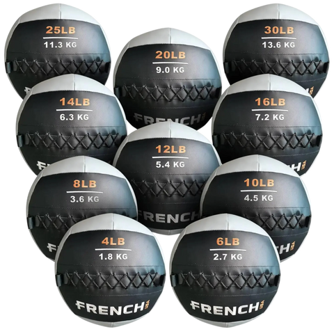 French Fitness Soft Medicine Wall Ball Set of 10 (4 to 30 lbs) (New)