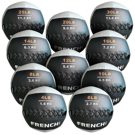 French Fitness Soft Medicine Wall Ball Set of 10 (4 to 30 lbs) (New)
