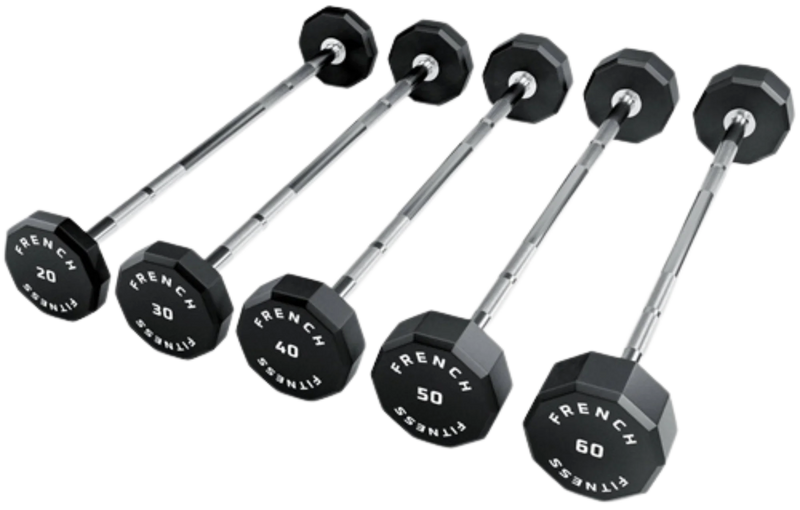 French Fitness Straight Urethane Barbell Bar - Set of 5 (20-60 lbs) (New)