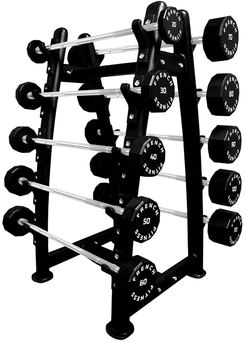 French Fitness Straight Urethane Barbell Bar Set, 20-110 lbs (New)