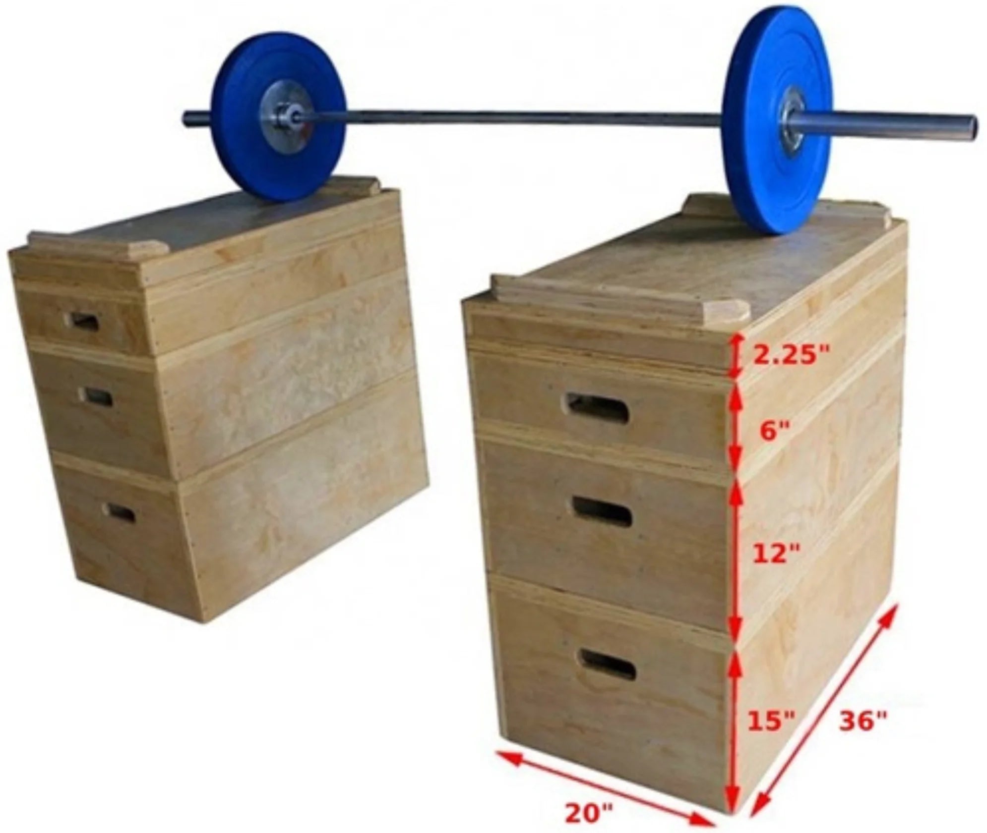French Fitness Stackable Wood Jerk Blocks - Set of 8 Boxes (New)
