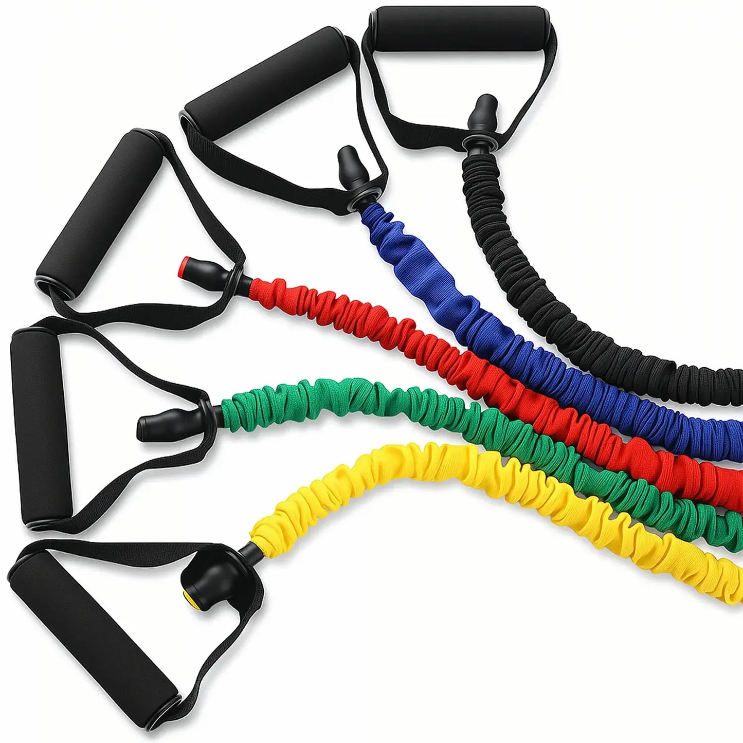 French Fitness Toning Resistance Tube Bands w/Handles - Black (30 lbs) (New) - Angled View