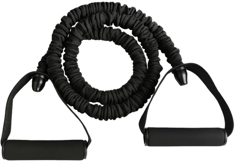 French Fitness Toning Resistance Tube Bands w/Handles - Black (30 lbs) (New) - Front View