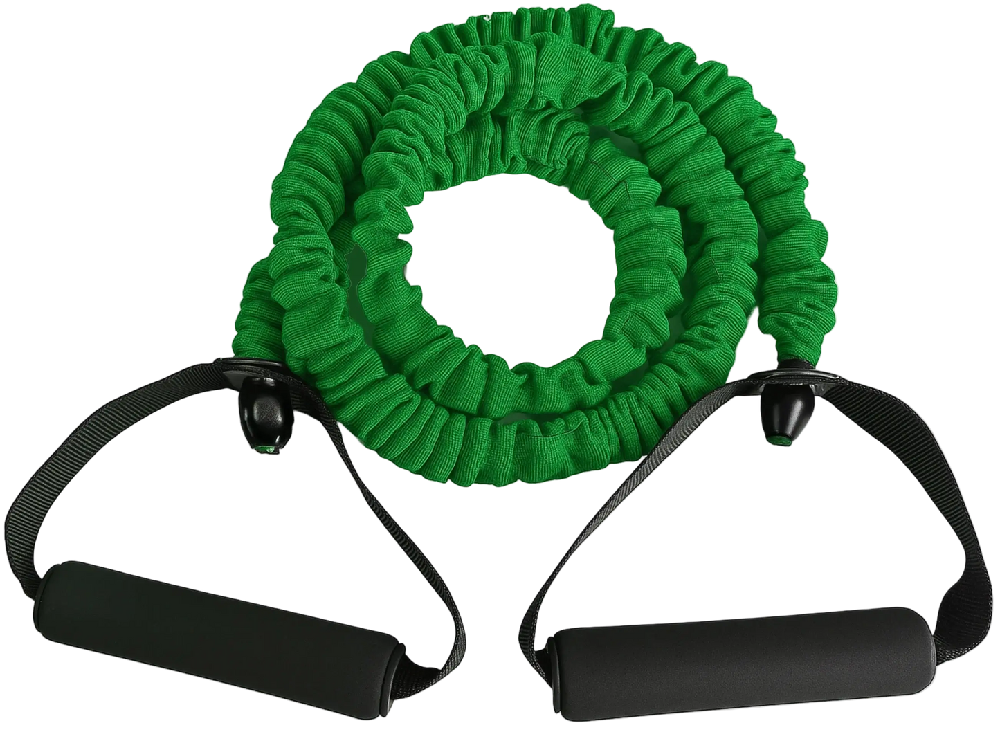 French Fitness Toning Resistance Tube Bands w/Handles - Green (20 lbs) (New) - Front View