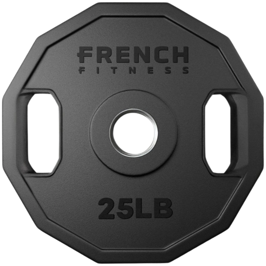 French Fitness Urethane Olympic Weight Plate V2 25 lbs Black (New)