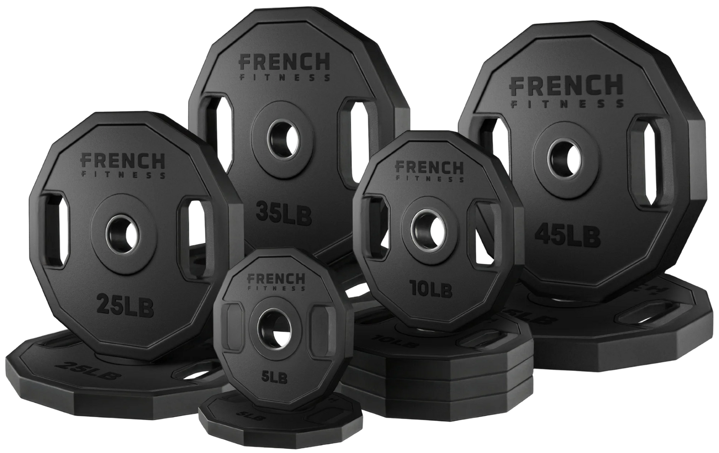 French Fitness Urethane Olympic Weight Plate V2 Set 260 lbs (New)