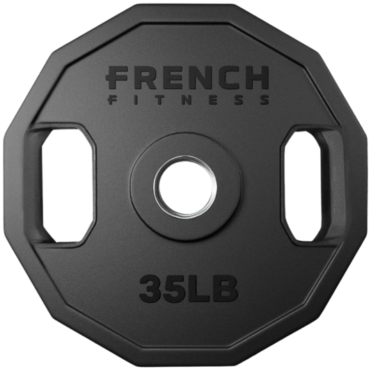 French Fitness Urethane Olympic Weight Plate V2 35 lbs Black (New)