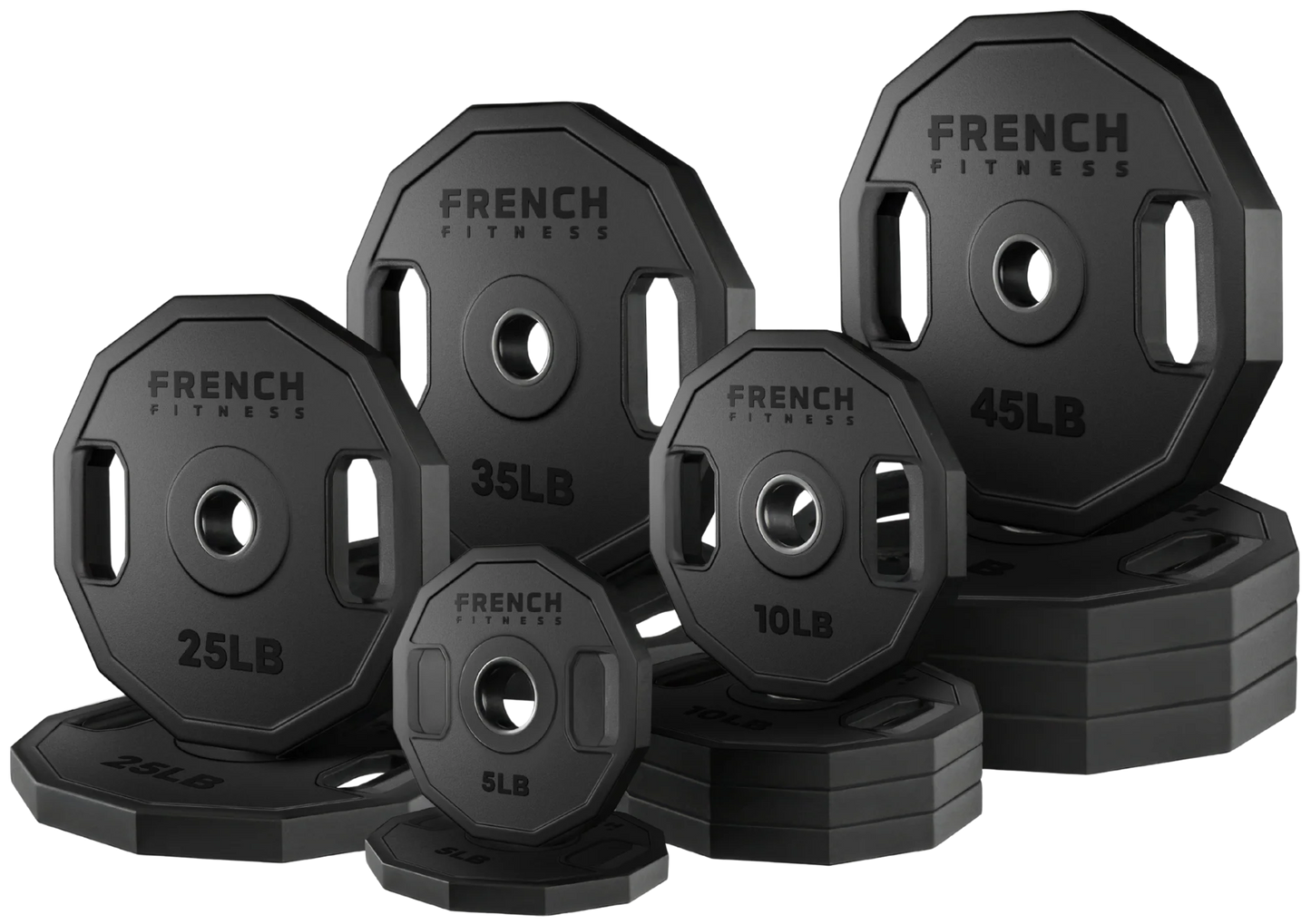French Fitness Urethane Olympic Weight Plate V2 Set 350 lbs (New)