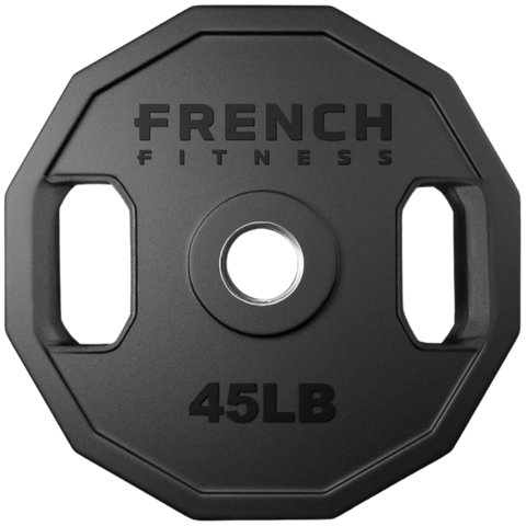 French Fitness Urethane Olympic Weight Plate V2 45 lbs Black (New)