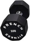 French Fitness Urethane 8 Sided Hex Dumbbell 100 lbs - Single (New)