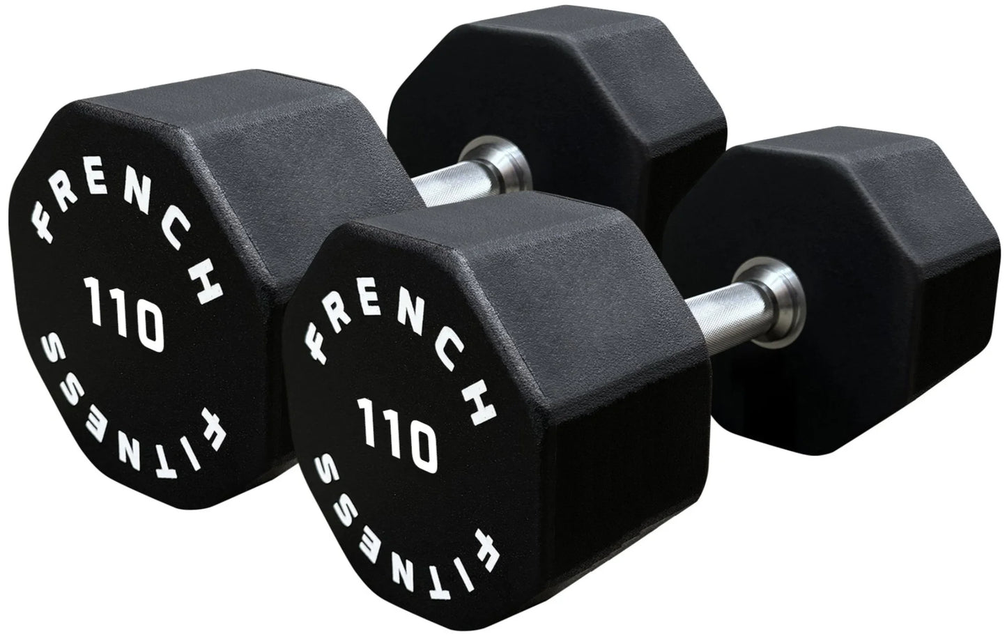 French Fitness Urethane 8 Sided Hex Dumbbell Set, 105-130 lbs (New)