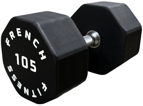 French Fitness Urethane 8 Sided Hex Dumbbell 105 lbs - Single (New)