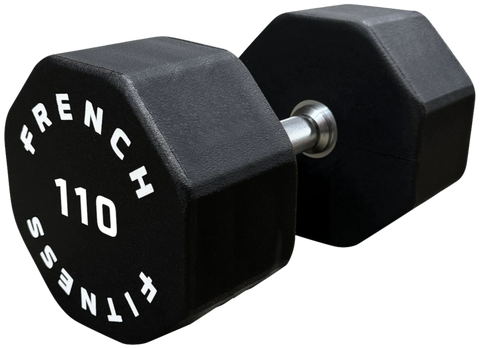 French Fitness Urethane 8 Sided Hex Dumbbell 110 lbs - Single (New)