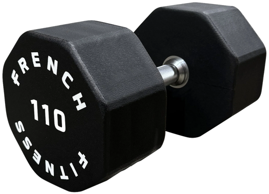 French Fitness Urethane 8 Sided Hex Dumbbell 110 lbs - Single (New)