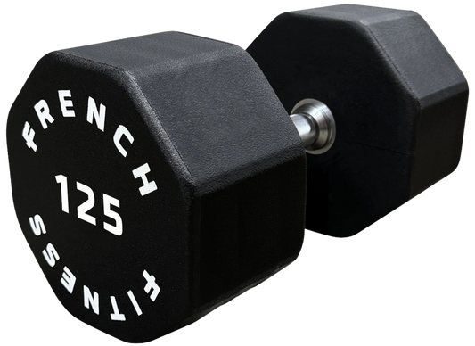 French Fitness Urethane 8 Sided Hex Dumbbell 125 lbs - Single (New)