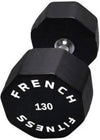 French Fitness Urethane 8 Sided Hex Dumbbell 130 lbs - Single (New)